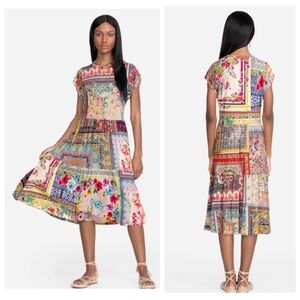 Johnny Was Anika Mixed Print Tea Length Dress Colorful prints Pullover Comfy XS